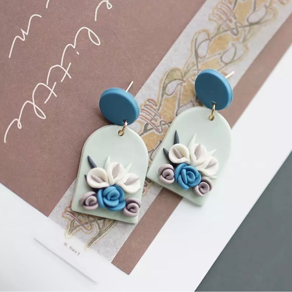 Gorgeous Polymer Clay Floral Earrings Boho Earrings